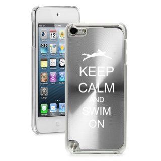 Apple iPod Touch 5th Generation Silver 5B586 hard back case cover Keep Calm and Swim On Swimmer Cell Phones & Accessories