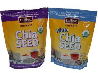 Nutiva Organic Chia Seeds 12 Oz and Organic White Chia Seeds 12 Oz (Pack of 2)  Edible Seeds  Grocery & Gourmet Food