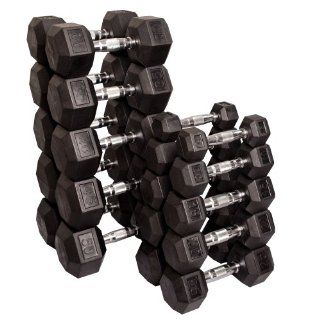 Body Solid SDRS550 5 50 Pound Rubber Hex Dumbbell Set  Sports & Outdoors