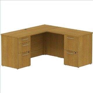 BBF 300 Series 60"" L Shape 2 Pedestal Desk Set in Modern Cherry   Home Office Desks