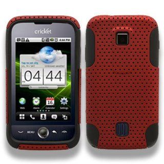 HUAWEI M860 ASCEND METRO PCS SPORTY PERFORATED HYBRID 2 TONE (SOFT SILICONE+SOFT RUBBER) CASE RED/BLACK Cell Phones & Accessories