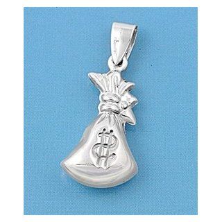 Bag of Money 24MM Pendant Sterling Silver 925 Jewelry