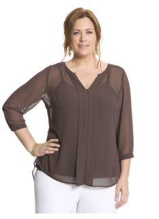 Lane Bryant Plus Size Pleated back blouse     Womens Size 14/16, Chocolate