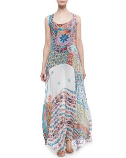Gypsy Silk Mixed Print Sleeveless Maxi Dress   Johnny Was Collection