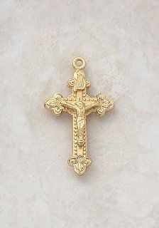 Large Christ the King Gold over Sterling Crucifix Necklace Christian Faith Fashion Catholic Jewelry Jesus Pendant Jewelry