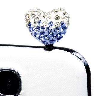 Darkblue & White Love Heart Crystal Anti dust Plug Stopper Earphone Jack 3.5mm for iPhone 3 4 5 /HTC / Samsung + 1 Gift Cell Phones & Accessories
