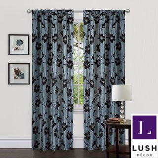 Lush Decor Blue/ Brown 84 inch Garden Blossom Curtain Panels (set Of 2)