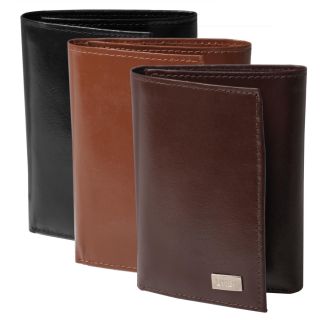 Boston Traveler Mens Solid color Genuine leather Trifold Wallet