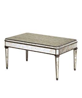 Currey and Company 4210 Rectangular Coffee Table, Mirror with Antique Finish