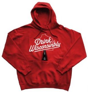Drink Wisconsinbly Beer Pouch Red Sweatshirt (Small, Red) Clothing