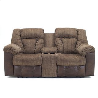 Signature Design By Ashley Troubadore Hickory Double Recliner Power Loveseat With Console