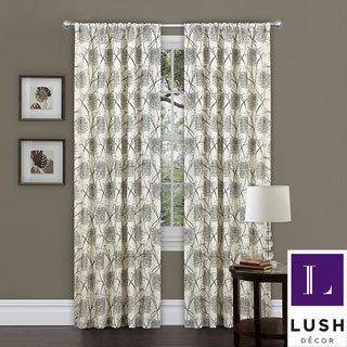 Lush Decor Beige/ Black 84 inch Oxford Curtain Panel