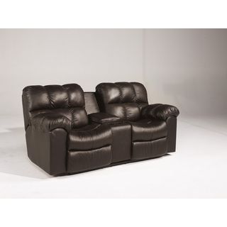 Signature Designs By Ashley Max Chocolate Double Recliner Loveseat With Console