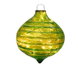 Barcana Illuminated Fiberglass 14 1/2 Inch Sandstone Striped Drop, Green   Decorative Hanging Ornaments