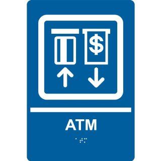 ADA ATM Braille Sign RRE 870 WHTonBLU Information  Business And Store Signs 