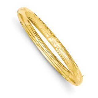 14k Gold 4/16 Oversize Florentine Engraved Hinged Bangle Bracelet Jewelry