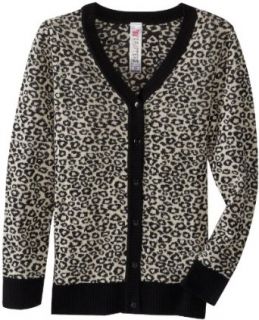 Beautees Girls 7 16 Leopard Print Cardigan, Sand/Black, Small Clothing