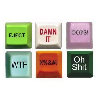 Novelty Computer Keys (6 pack)   Eject Button, Oops, Damn It, WTF, Curse, Oh Shit Key  Other Products  