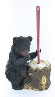 Black Bear Toilet Brush Set   Decorative Holder and Brush   Decorative Resin