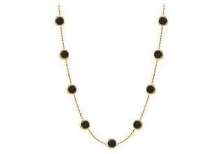 Diamonds By The Yard Necklace in 14K Yellow Gold Bezel Set 1.ct.tw Black Diamonds LOVEBRIGHT Jewelry