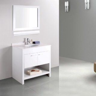 Virtu USA SS 84236 WGR WH 36 Inch Conner Single Sink Bathroom Vanity, White    