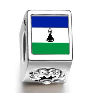 Soufeel Lesotho Flag White Crystal Stone Flower European Charm Pandora Bracelets Compatibles Jewelry