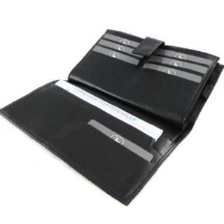Wallet + checkbook holder leather "Frandi" black satin. Clothing