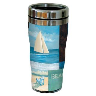 Tree Free Greetings sg23407 Modern Coastal Collage by Paul Brent Sip 'N Go Stainless Steel Tumbler, 16 Ounce Kitchen & Dining