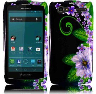 For Motorola Yangtze Electrify 2 XT881 XT885 XT886 XT889 MT887 Hard Design Cover Case Green Flower Cell Phones & Accessories