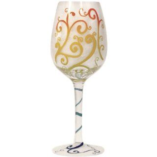 Westland Giftware 9 Inch Rainbow Ribbon Wine Glass, 15 Ounce Kitchen & Dining