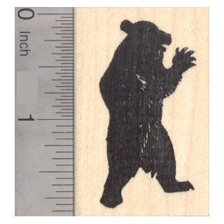 Upright Bear Silhouette Rubber Stamp, Black bear, Grizzly
