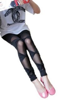 BlackTemptation Womens DNEK906 Black Bowknot Ninth Leggings Stockings Adult Exotic Lingerie Sets Clothing