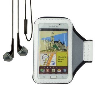 Sports Armband Gym Band case for Samsung galaxy note 3 / note 2 (Grey) + Vangoddy Lightweight Headphone with MIC,Black Cell Phones & Accessories