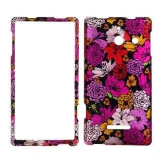 2D Multi Pink Flowers Huawei Ascend W1 H883G Straight Talk TracFone Prepaid Smartphone Case Cover Hard Case Snap on Cases Rubberized Touch Protector Faceplates Cell Phones & Accessories