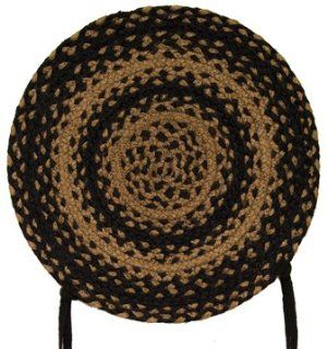 Ebony Braided Round Chair Cover Jute 15" Set of 4 IHF   Chair Pads