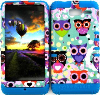 Bumper Case for Motorola Droid Razr M (XT907, 4G LTE, Verizon) Protector Case Tiny Owl Owls Snap on + Rainbow Silicone Hybrid Cover Cell Phones & Accessories