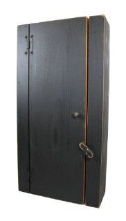 Cabinet   Tall Simple Cabinet Country Rustic Primitive Wood Black  
