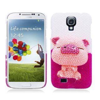 For Samsung Galaxy S4 (Verizon/AT&T/Sprint/T Mobile/Ting/U.S. Cellular/Cricket) Pearl3D, Pig, White/Hot Pink+Light Pink Cell Phones & Accessories