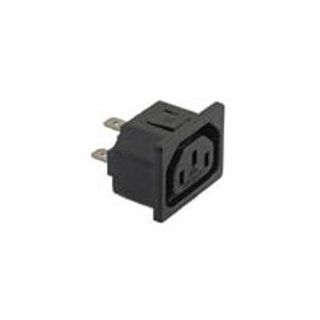 AC RECEPTACLE, FEMALE, 15A@250V, SNAPIN, FAST ON TERM, UL/CSA/VDE Electronic Component Interconnects