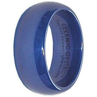Blue Ceramic Ring by CERAMIC GESTALT   8mm Width. Domed & Polished. (Avail. Sizes 5 to 14). Ceramic Gestalt Jewelry