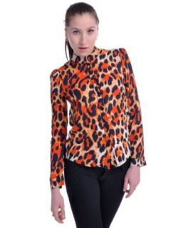 Anna Kaci S/M Fit Orange Chester Cheetos Inspired All Over Cheetah Print Top Blouses