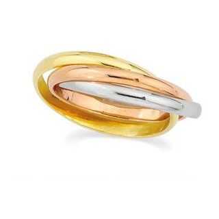 18K Yellow Gold 18Ky/plat Tri Color Rolling Ring, Size 5 Jewelry