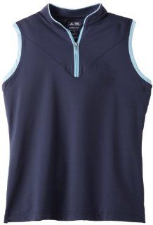 Adidas Golf Girl's Climalite Sleeveless Zip Polo, Navy/Waterfall, Medium  Golf Shirts  Sports & Outdoors
