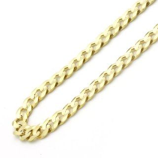 14K Yellow Gold 4mm Concaved Light Curb Chain Necklace 22" with Lobster Claw Jewelry