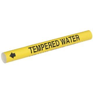 Brady 4140 A Bradysnap On Pipe Marker, B 915, Black On Yellow Coiled Printed Plastic Sheet, Legend "Tempered Water" Industrial Pipe Markers