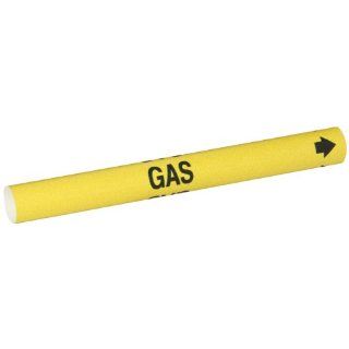 Brady 4067 A B 915 Coiled Printed Plastic Sheet, Black on Yellow BradySnap On Pipe Marker for 3/4" to 1 3/8" Outside Pipe Diameter, Legend "Gas" Industrial Pipe Markers
