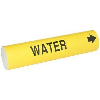 Brady 4154 D Bradysnap On Pipe Marker, B 915, Black On Yellow Coiled Printed Plastic Sheet, Legend "Water" Industrial Pipe Markers