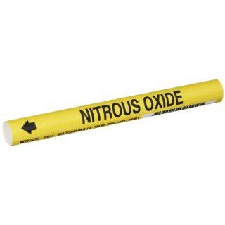 Brady 4101 A Bradysnap On Pipe Marker, B 915, Black On Yellow Coiled Printed Plastic Sheet, Legend "Nitrous Oxide" Industrial Pipe Markers