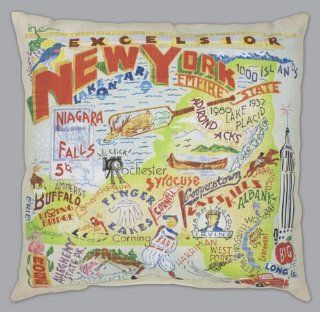 Catstudio New York State Outdoor Pillow   Original Geography Dcor Travel 041OPNYS CAT   Throw Pillows