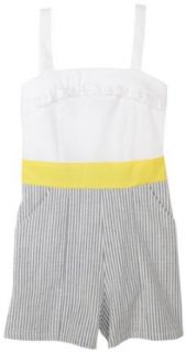 Ruby Rox Girls 7 16 Seersucker Romper, Black/White/Yellow, 12 Jumpsuits Apparel Clothing